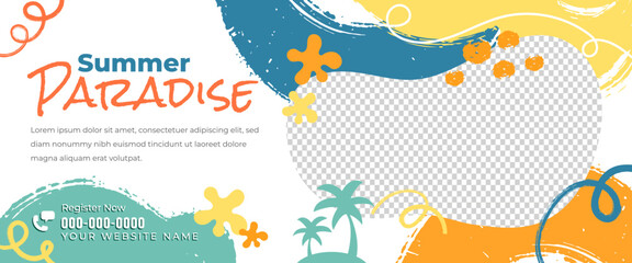 Wall Mural - abstract playful horizontal banner design template. with place for the photo.