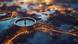 © Asim Ali - Seeking adventure a golden compass guides explorers through glowing cities on a digital map sharp metallic focus and