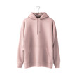 © Alina Art Works - A light pink hoodie hanging on a black hanger against a black background in a studio setting