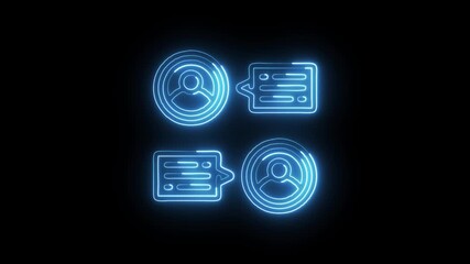 Chat Interface Animation with Glowing Lines on Black Background