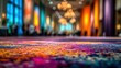 © CStock - Vibrant carpet design in a modern interior with blurred background lights creating a warm, inviting atmosphere.