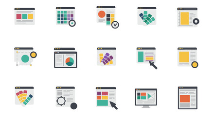 Flat design icon set for web and app interface development