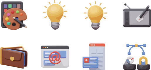 Creative design tools icons flat illustration