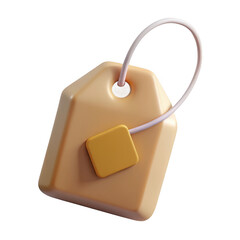 Wall Mural - 3d beige tea bag tag isolated on transparent background