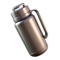 Wall Mural - 3d stainless steel water bottle with handle isolated on transparent background