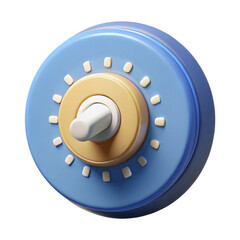 Wall Mural - 3d vintage rotary switch isolated on transparent background
