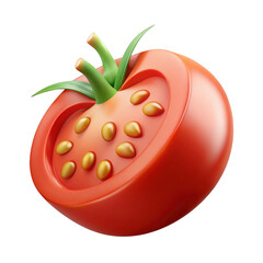 Wall Mural - 3d realistic tomato half isolated on transparent background