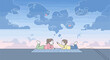 © Farah - Children Lying On Blanket Gazing At Cloud Shapes During Relaxing Outdoor Activity