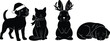 © sector store - Four festive animal silhouettes with christmas accessories silhouette
