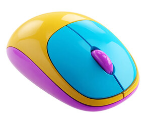 3d icon of a cute cartoon computer mouse with colorful design isolated on transparent background