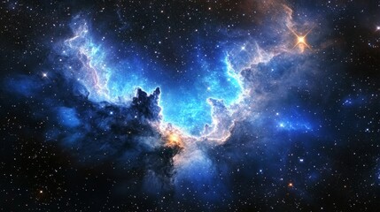 Wall Mural - a stunning cosmic view of dramatic nebula clouds and twinkling stars in a vast galaxy landscape