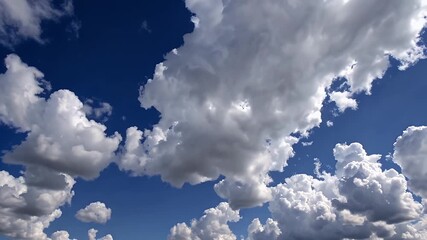 Wall Mural - 4k time lapse of peaceful white clouds slowly evolving across a soft blue sky capturing the rhythm of nature and offering a beautiful clean canvas ideal for tranquil or conceptual visual use