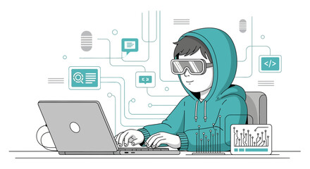 Virtual Reality Programmer Creates Innovative Software Applications With Laptop