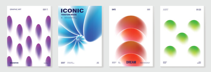 Canvas Print - modern gradient poster on white background vector set. cover template with vibrant perspective geome