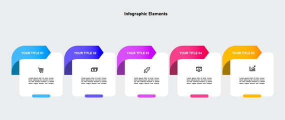 Wall Mural - 5 Steps presentation business infographic template 