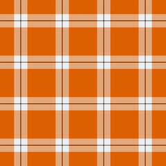 Poster - Classic plaid pattern in warm orange hues, accented with white and black stripes.  Timeless design ideal for backgrounds, textiles, and graphic projects needing a cozy and traditional touch.