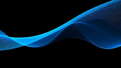 Wall Mural - Swirling translucent blue ribbon against a stark black background, graceful flow