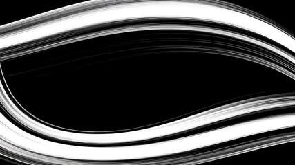 Canvas Print - abstract black background with fluid white lines flowing sinuously across the frame