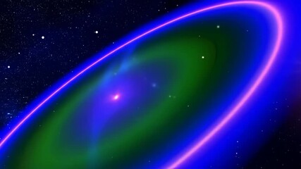 Wall Mural - Cosmic vista A disc of nebulous green and blue in a dark star-studded expanse