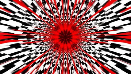 Wall Mural - Abstract art with red, black and white converging lines to center radial point