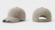 © Baks - Beige Baseball Cap Mockup: Front and Back Views, Isolated on White.