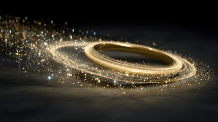 Wall Mural - golden ring hovering with sparkling trails