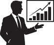 © Dwip - Businessman presenting upward trend bar chart silhouette