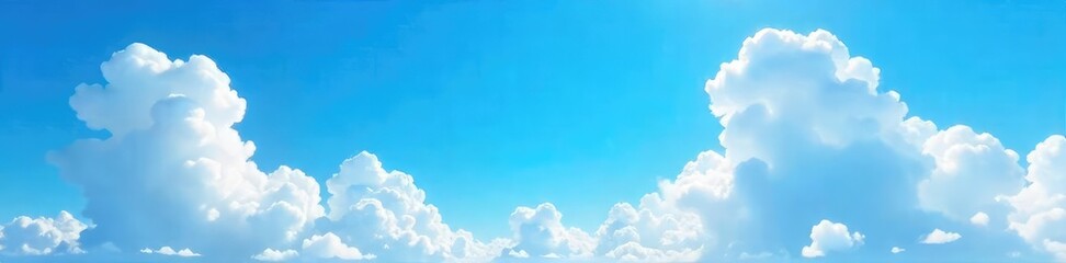 Wall Mural - Azure skies stretch endlessly, fluffy white clouds drift lazily across a vibrant blue canvas, bathed in sunlight A perfect depiction of idyllic blue-sky weather , blue sky, sunny
