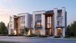 © HPMP Studio - Modern Townhouses with Landscaping and Street View at Dusk