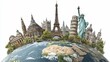 © Sri - Famous monuments and structures from around the world atop a globe