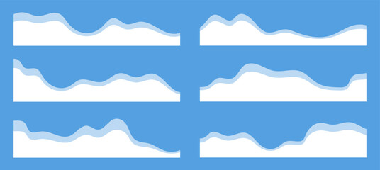 Wall Mural - Collection of wave separator footers, snowy drifts, down dividers shapes vector illustration