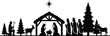 © graphic design value - Nativity scene silhouette with manger and three wise men