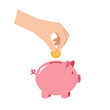 © mrvect02 - A hand putting a coin into a piggy bank