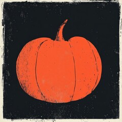 Wall Mural - silkscreen illustration of an abstract shape halloween pumpkin design.