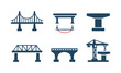 © smile3377 - Bridge construction icons set featuring various architectural styles and crane