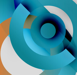 Wall Mural - abstract circular design. blue, orange, white hues blend. concentric shapes create dynamic visual ef