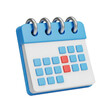 © MSTSHAMALA - 3d icon of blue and white calendar with red marked dates, isolated on transparent background