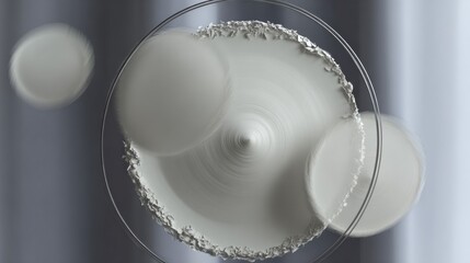 Abstract pattern of circular clay structures on gradient grey background