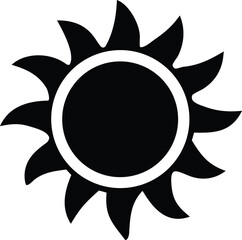 Poster - Abstract black and white sun symbol with jagged rays and a white ring around a dark center