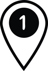 Poster - Simple black and white icon of a location pin marker with the number one inside a circle