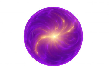 Wall Mural - bright purple energy sphere with glowing yellow core on a transparent background, perfect for visual
