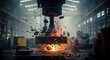 © rsd_rzr577 - Gigapixel view showcases industrial forging with heat and airborne rock fragments in a workshop