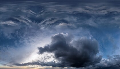 Wall Mural - stormy sky with black clouds hdri panorama for 3d graphics or gaming can be used as a sky dome or edited drone shot