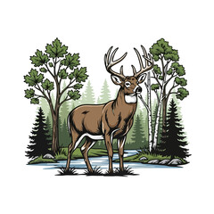 Naklejka na meble deer hunting illustration logo vector image t shirt
