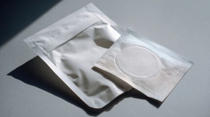 Wall Mural - Minimalist packaging design featuring cosmetic pouches for skincare and beauty products