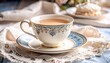 © aulia - Elegant Afternoon Tea: A Delightful Cup of Tea in a Vintage Teacup