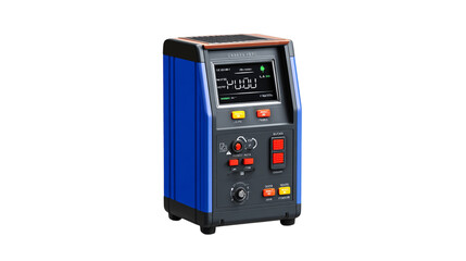 A standalone battery tester, white background --ar 16:9