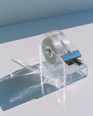 Wall Mural - Clear desk tape dispenser in sunlight for office organization and home decor aesthetics