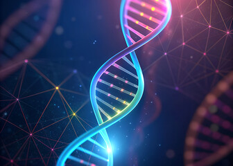 Vibrant abstract dna helix with digital connections