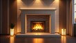 © Anjuman - A cozy fireplace with warm flames creates a relaxing atmosphere in a modern living room, perfect for winter nights